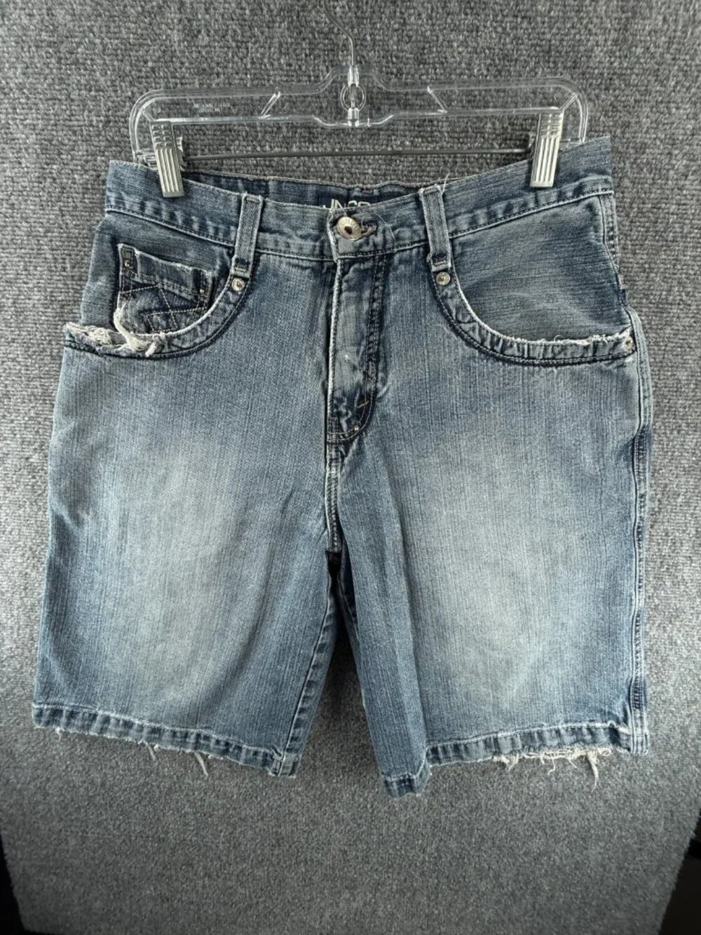 JNCO Carson Jeans Shorts Denim Jorts Blue Zip Fly 31 Men Urban Y2K ACTL 30X12